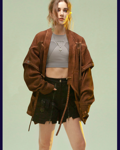 XIPHEVIL Cyberpunk Outfits Matrix Survivor Ninja Kimono Jacket