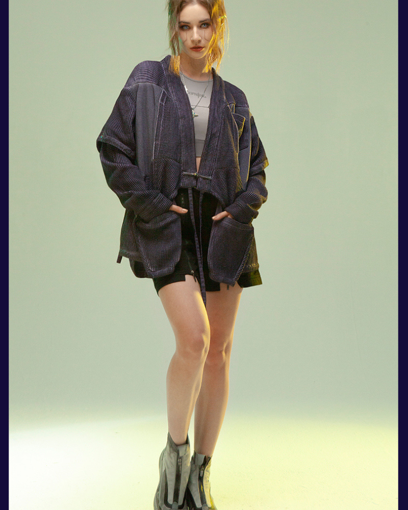 XIPHEVIL Cyberpunk Outfits Matrix Survivor Ninja Kimono Jacket