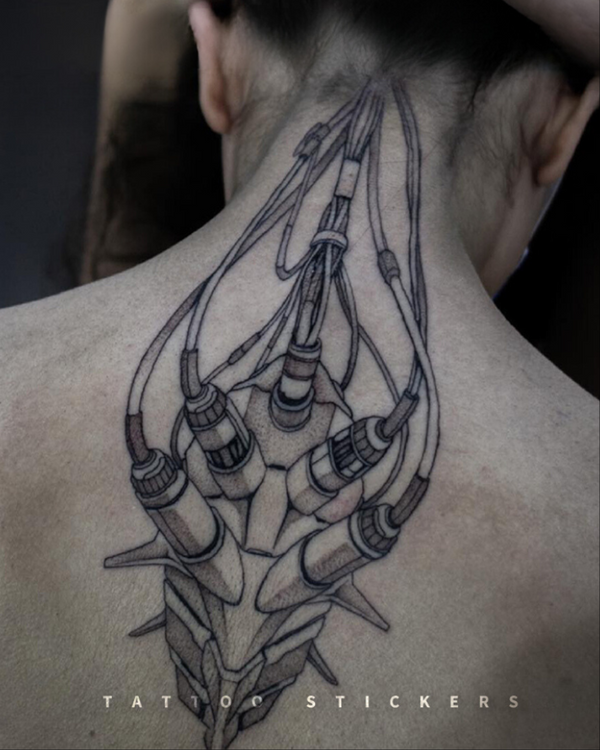 Mech Back Cyberpunk Tattoo