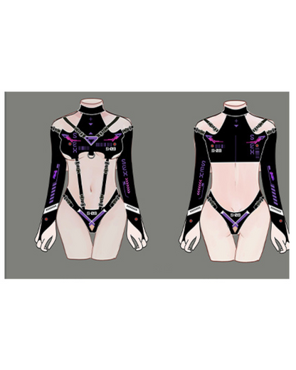 Mechanical Agent Cut-out Techwear Bodysuit