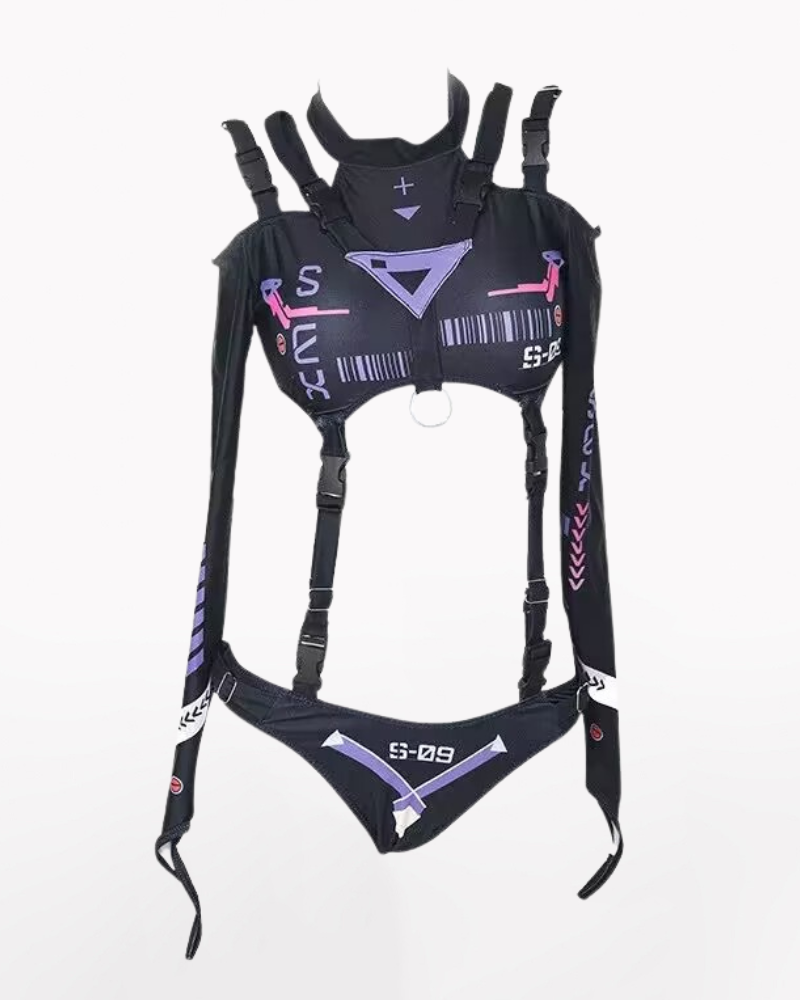 Mechanical Agent Cut-out Techwear Bodysuit