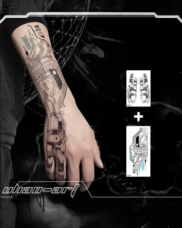 Arm Finger Cyberpunk Tattoo