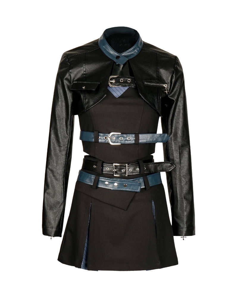 Mechanical Girl Leather Jacket Tank Skirt Set (Sold Separately)