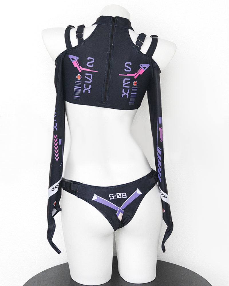 Mechanical Agent Cut-out Techwear Bodysuit