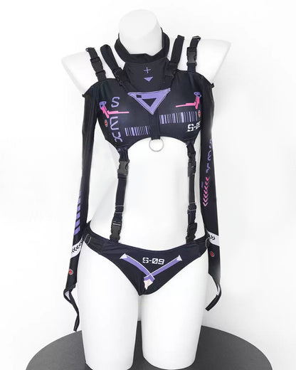 Mechanical Agent Cut-out Techwear Bodysuit