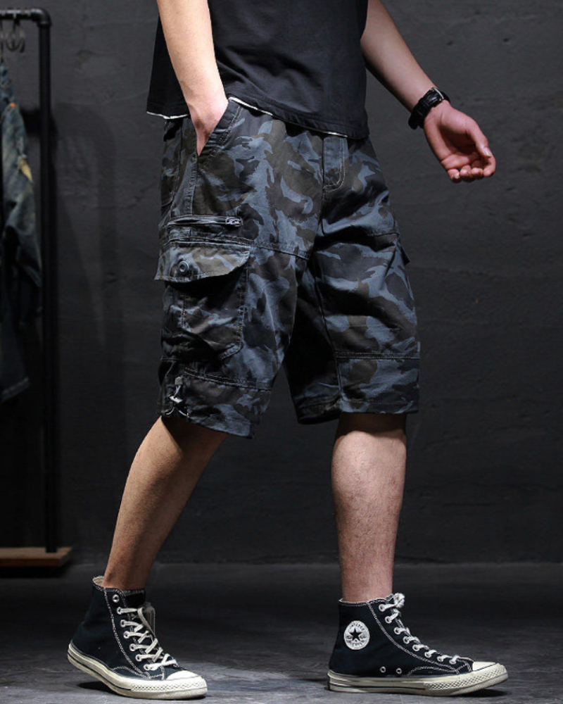 Men’s Loose Summer Black Camo Jorts