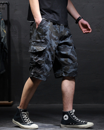 Men’s Loose Summer Black Camo Jorts