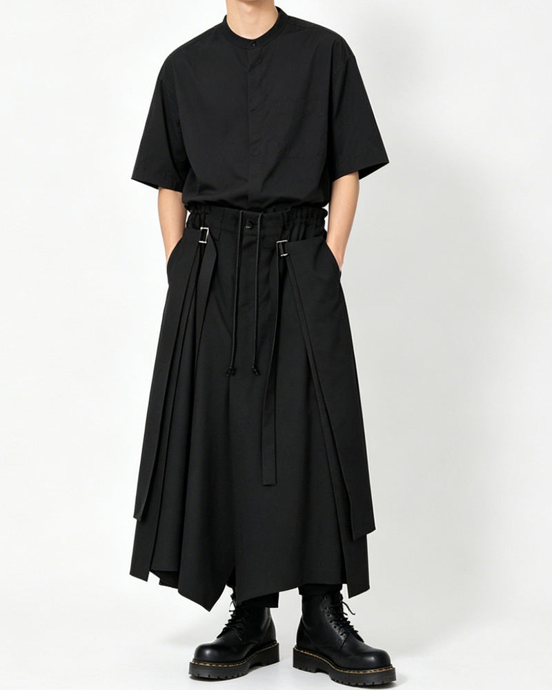 Japanese Dark Casual Tencel Short Sleeve Shirt