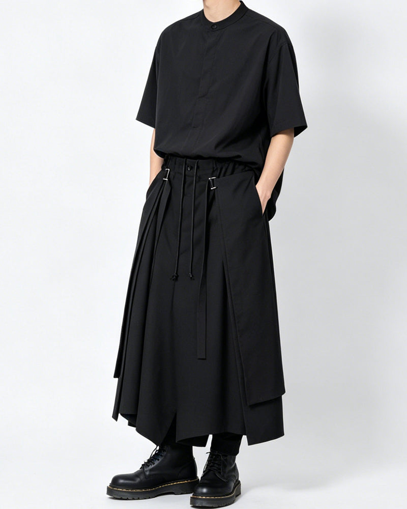 Japanese Dark Casual Tencel Short Sleeve Shirt
