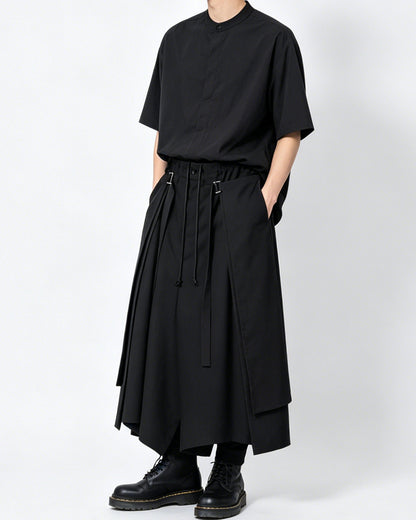 Japanese Dark Casual Tencel Short Sleeve Shirt