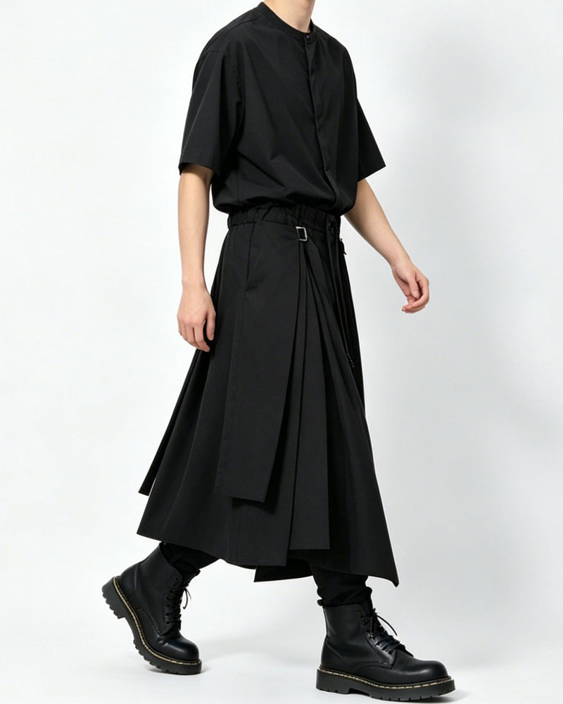 Japanese Dark Casual Tencel Short Sleeve Shirt