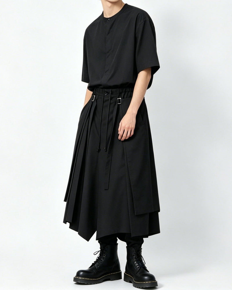 Japanese Dark Casual Tencel Short Sleeve Shirt