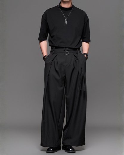 Minimalist Japanese Ice-Silk Mock Neck Basic T-Shirt