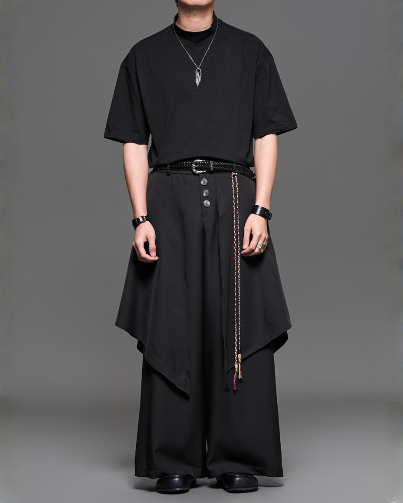 Minimalist Japanese Ice-Silk Mock Neck Basic T-Shirt