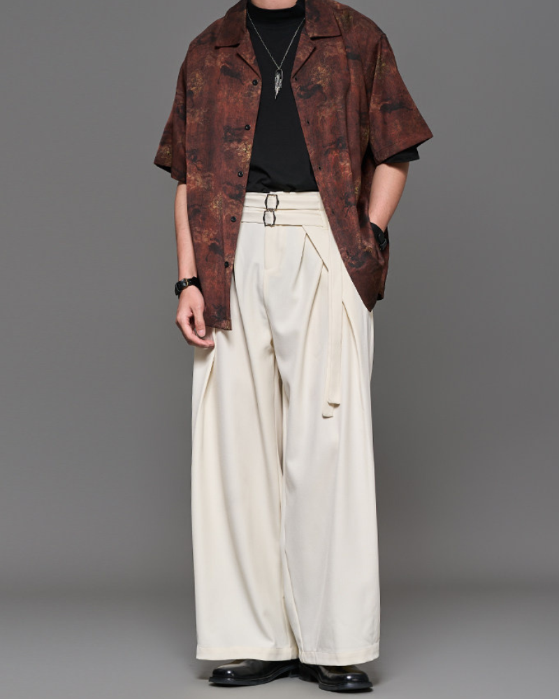 Modern Japanese Style Straight Wide-Leg Hakama Pants