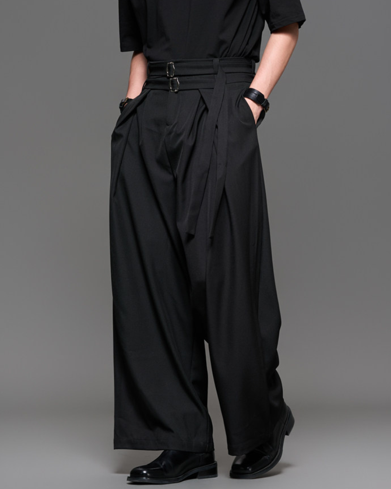 Modern Japanese Style Straight Wide-Leg Hakama Pants
