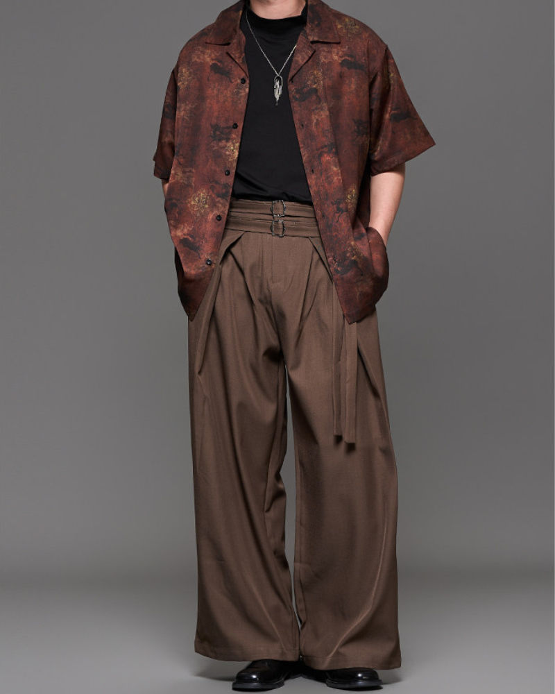 Modern Japanese Style Straight Wide-Leg Hakama Pants