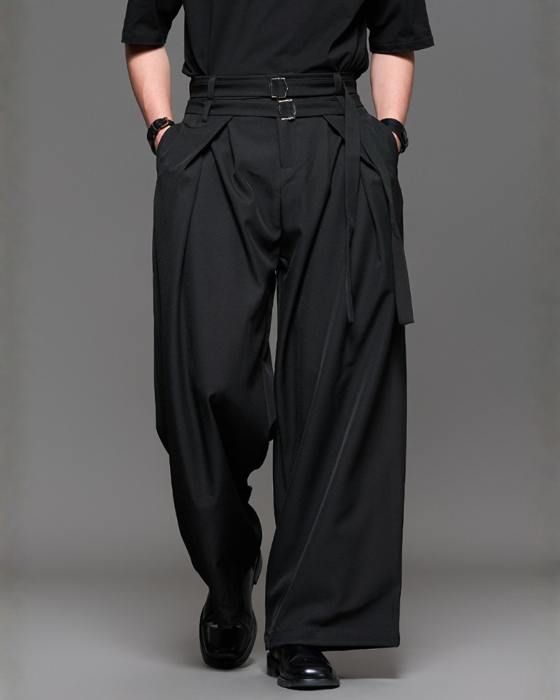 Modern Japanese Style Straight Wide-Leg Hakama Pants