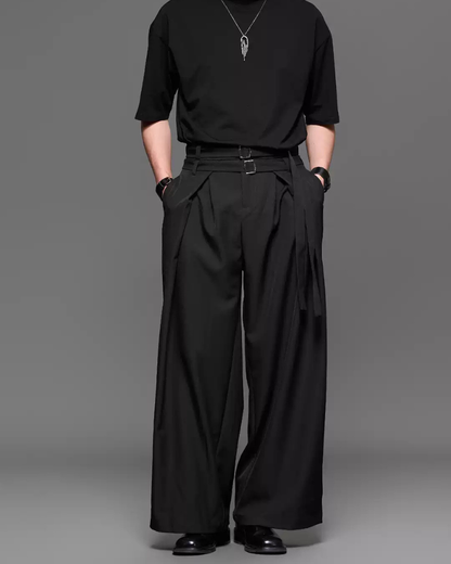 Modern Japanese Style Straight Wide-Leg Hakama Pants