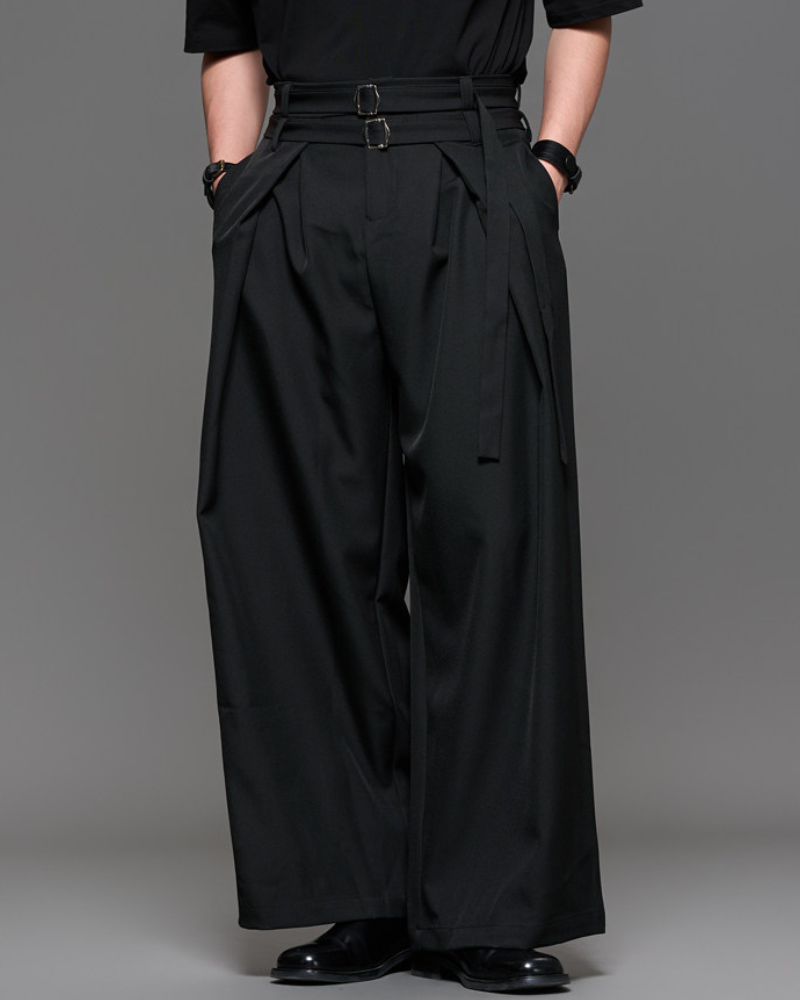 Modern Japanese Style Straight Wide-Leg Hakama Pants