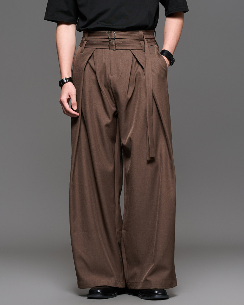Modern Japanese Style Straight Wide-Leg Hakama Pants