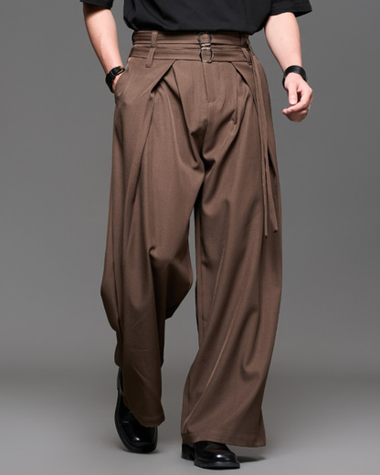 Modern Japanese Style Straight Wide-Leg Hakama Pants