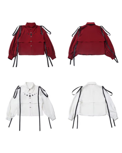 Moonlight Drape Pleated Shirt And Skirt Set（Sold Separately）