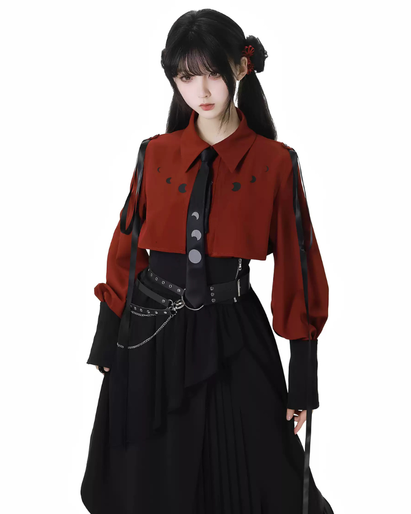 Moonlight Drape Pleated Shirt And Skirt Set（Sold Separately）