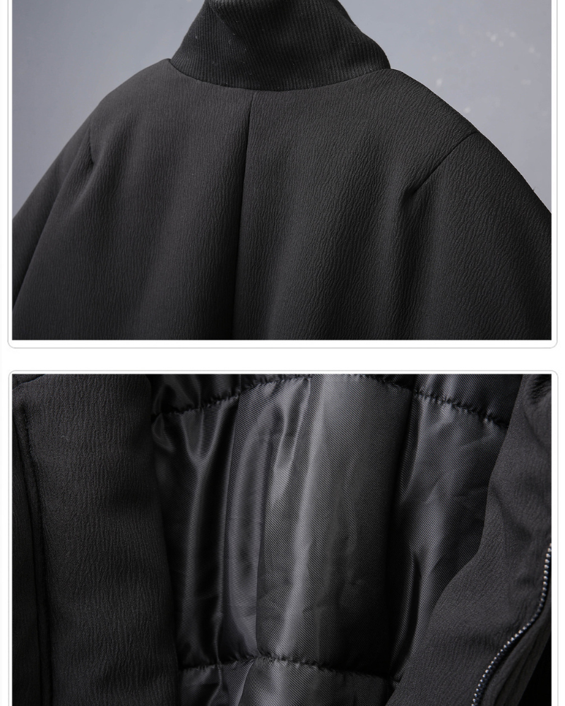 Motorcycle-Inspired Padded Cropped Bomber Jacket