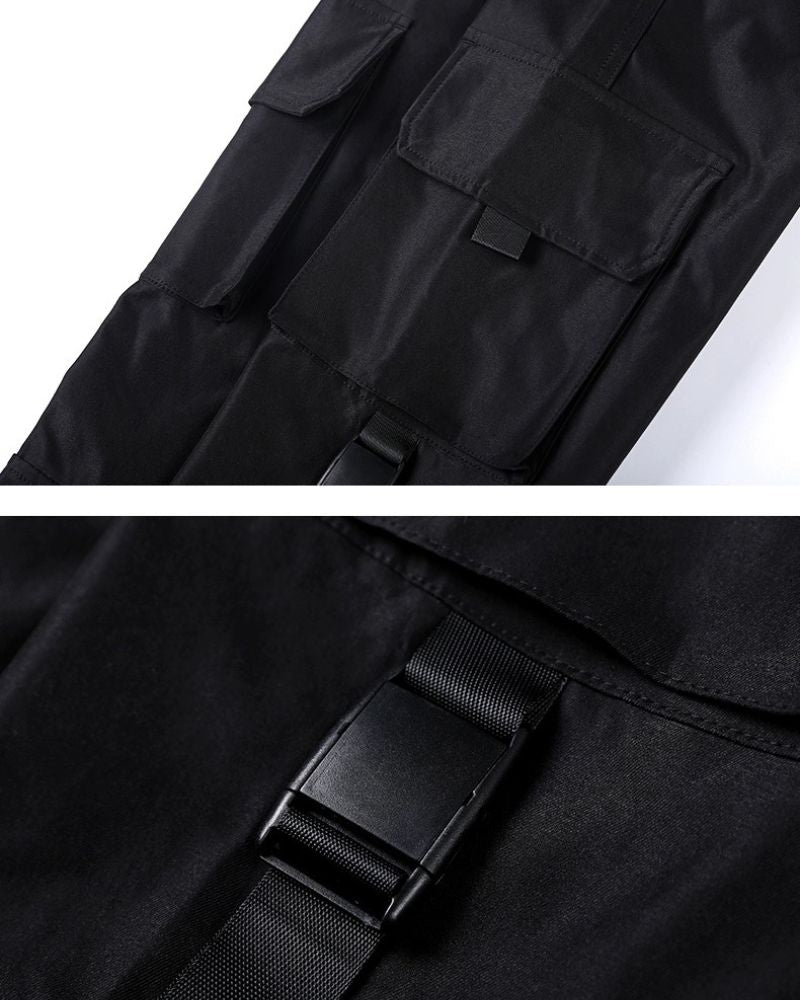 Techwear Women Black Slim Cargo Pants
