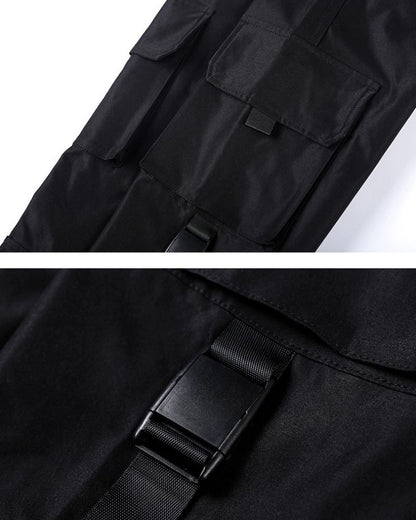 Techwear Women Black Slim Cargo Pants