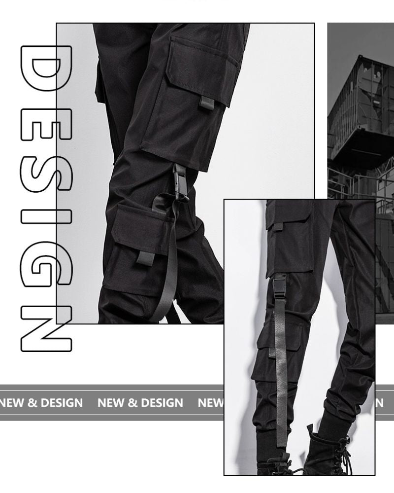 Techwear Women Black Slim Cargo Pants