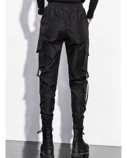 Techwear Women Black Slim Cargo Pants