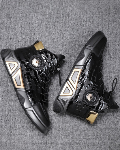 Motorcycle Leather High-top Techwear Sneakers