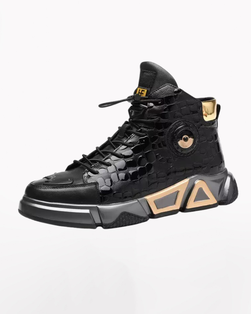 Motorcycle Leather High-top Techwear Sneakers