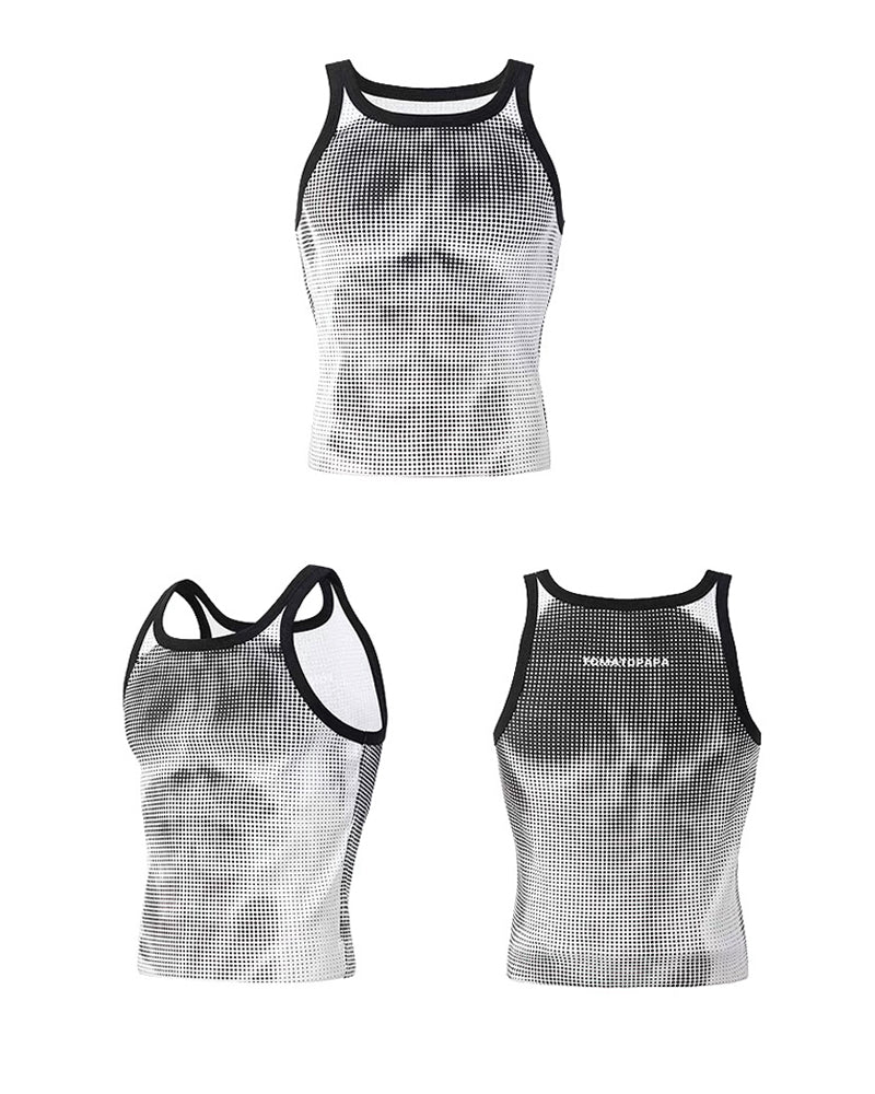 Men’s High-Stretch Polka-Dot Athletic Muscle Shirt