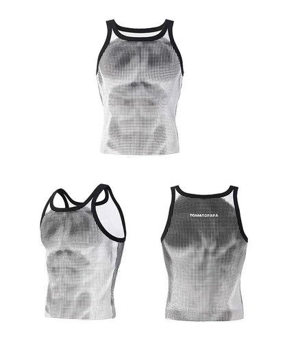 Men’s High-Stretch Polka-Dot Athletic Muscle Shirt