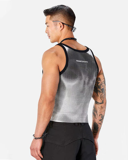 Men’s High-Stretch Polka-Dot Athletic Muscle Shirt