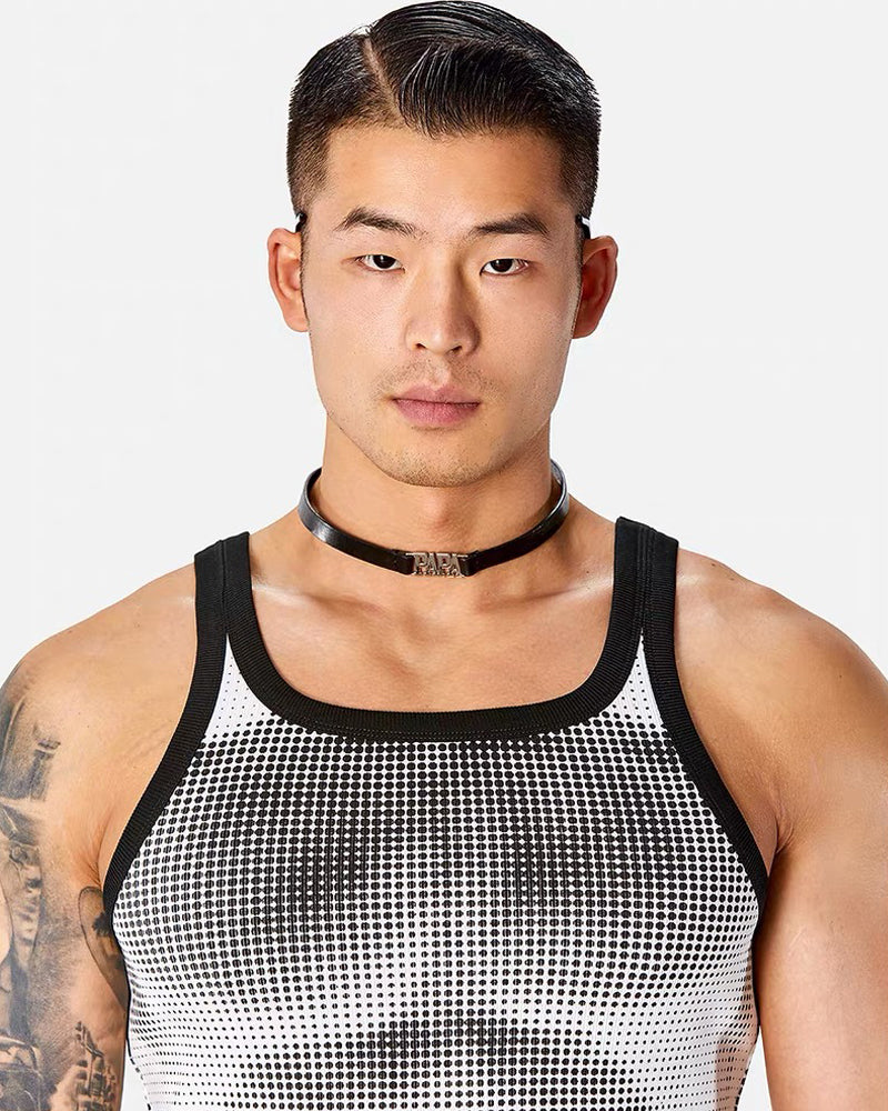 Men’s High-Stretch Polka-Dot Athletic Muscle Shirt