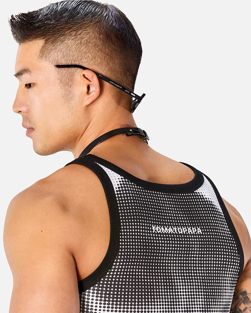 Men’s High-Stretch Polka-Dot Athletic Muscle Shirt