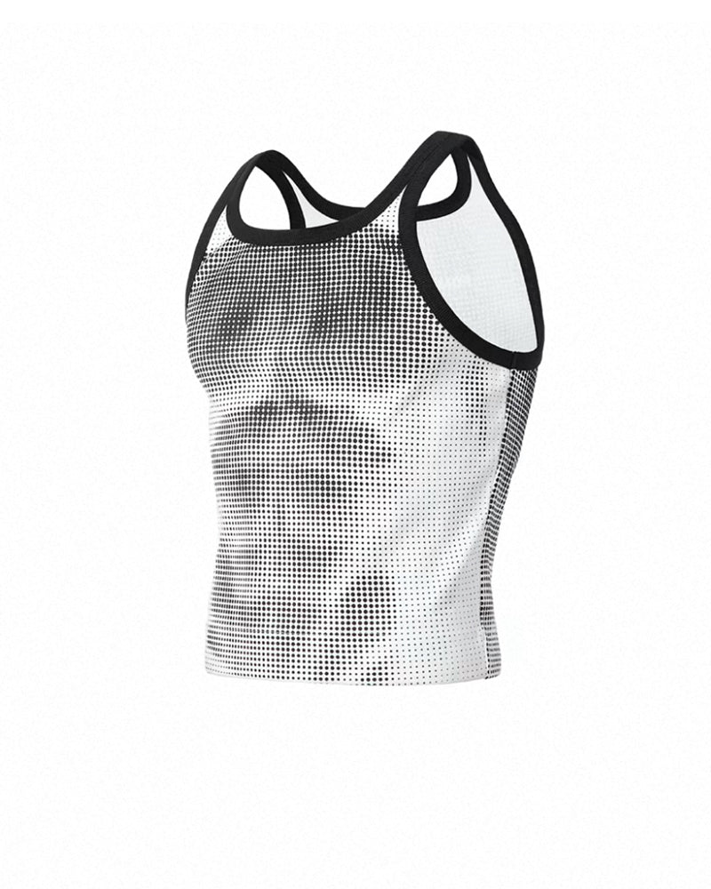 Men’s High-Stretch Polka-Dot Athletic Muscle Shirt