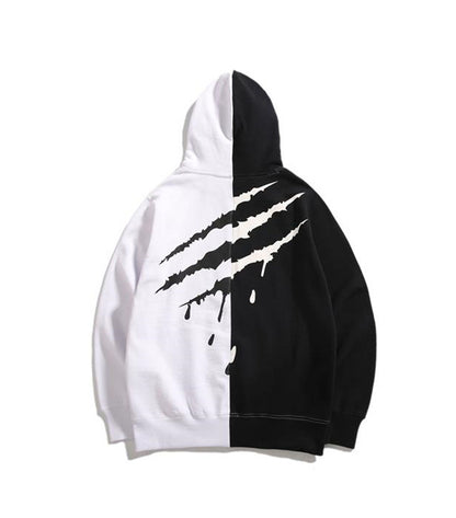 Techwear Claw Marks Black and White Hoodie