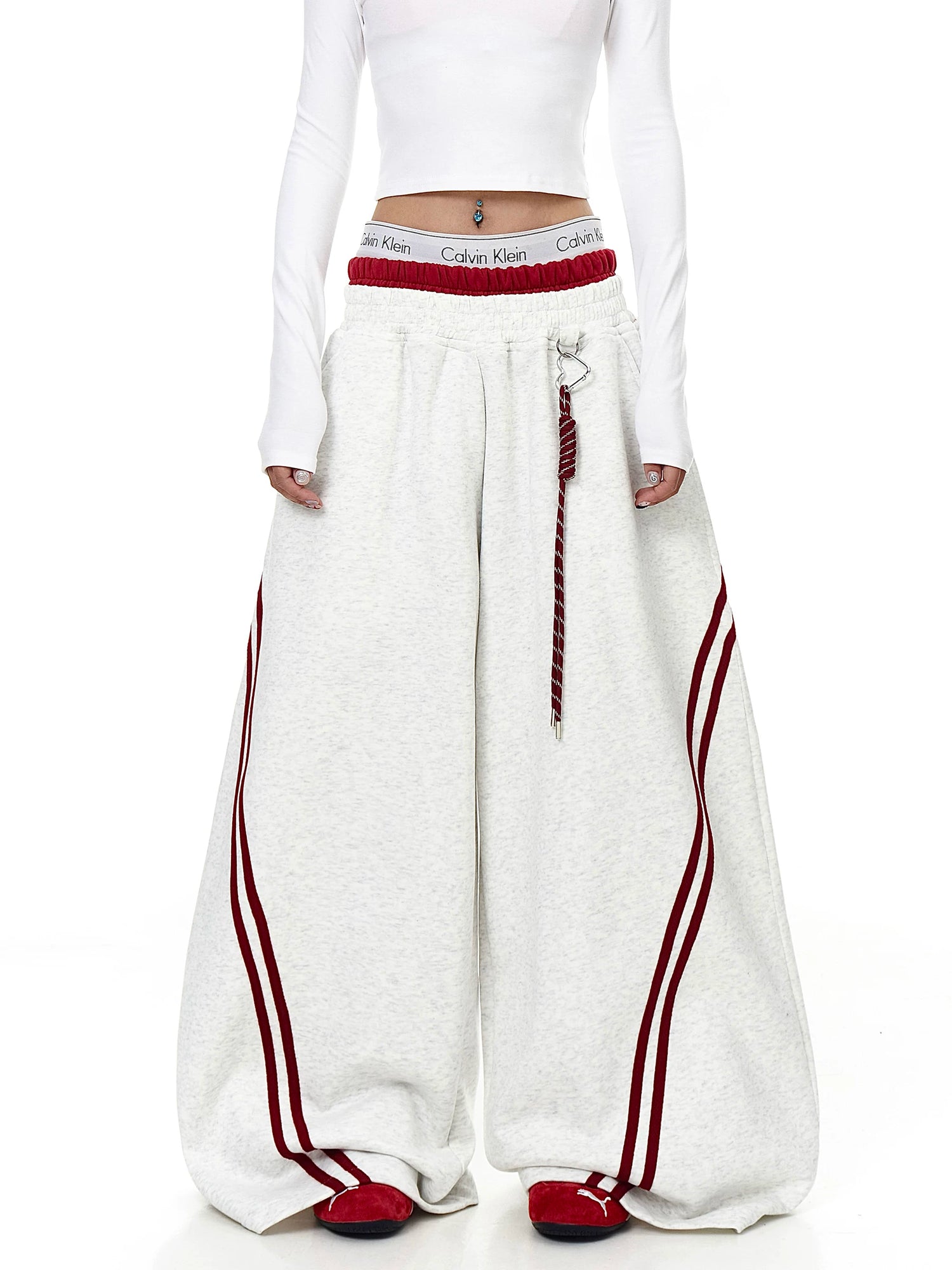 Gray patchwork sweatpants with extra-wide silhouette - Techwearofficial