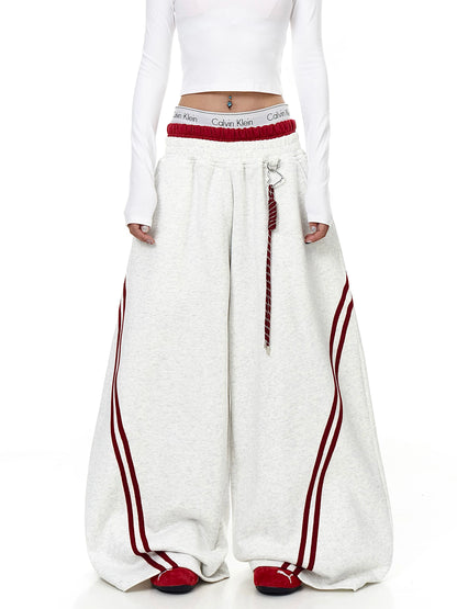 Gray patchwork sweatpants with extra-wide silhouette - Techwearofficial