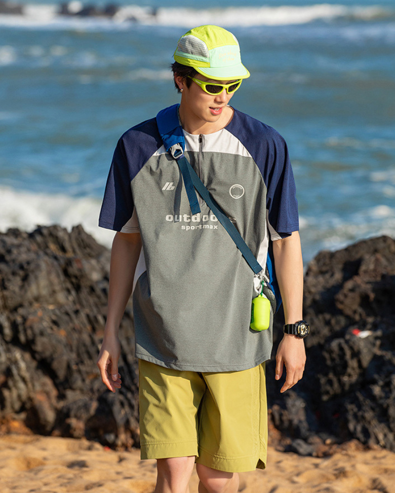 Outdoor Sports Contrast Color Quick-Drying T-Shirt