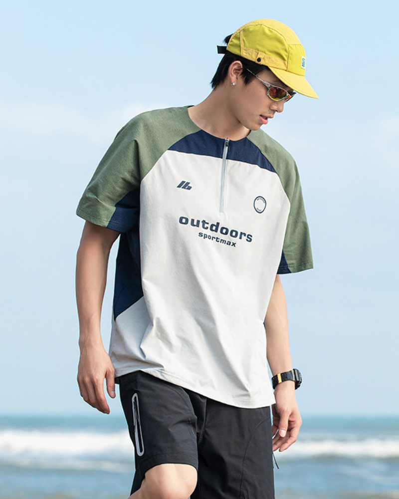 Outdoor Sports Contrast Color Quick-Drying T-Shirt