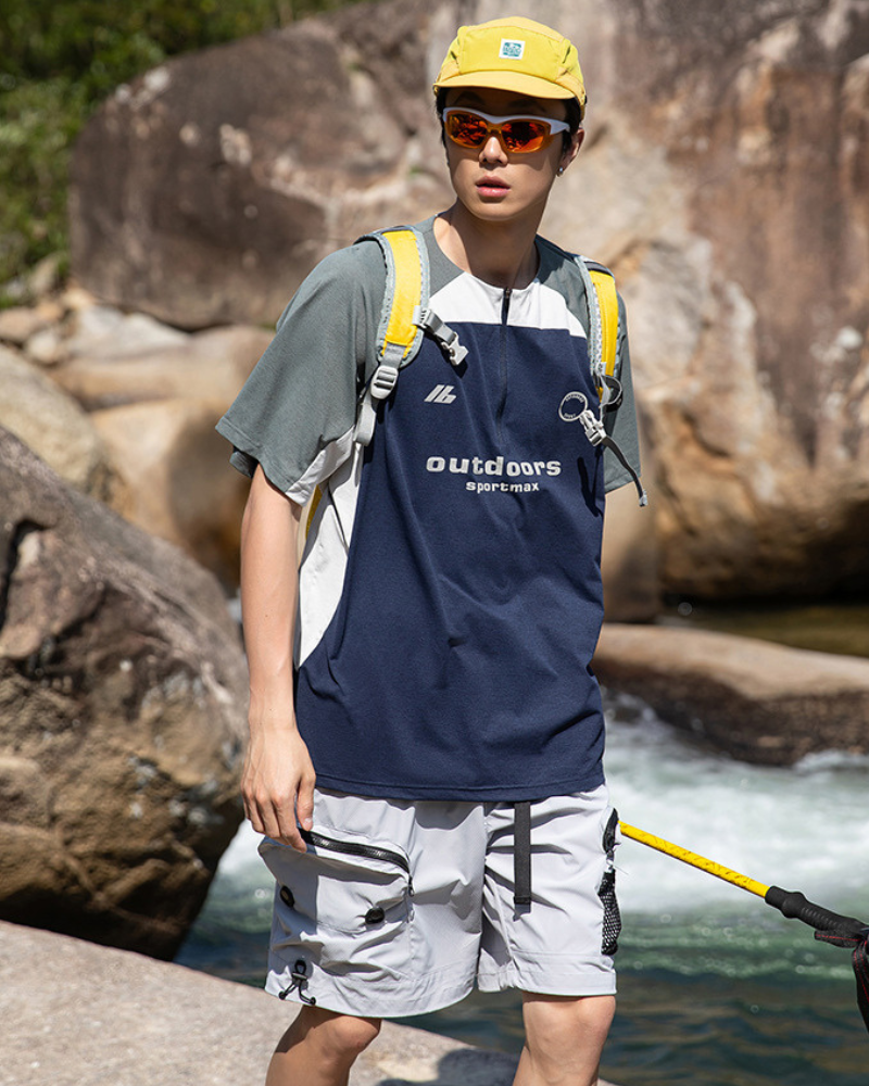 Outdoor Sports Contrast Color Quick-Drying T-Shirt