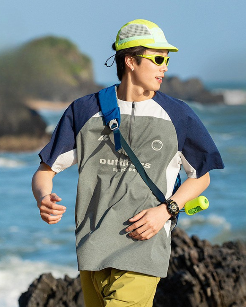 Outdoor Sports Contrast Color Quick-Drying T-Shirt