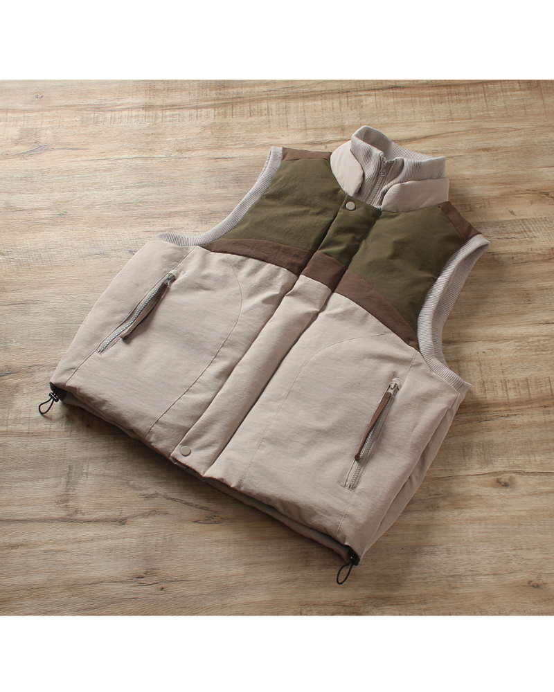 Outdoor Contrast Color Unisex Winter Cotton Vest