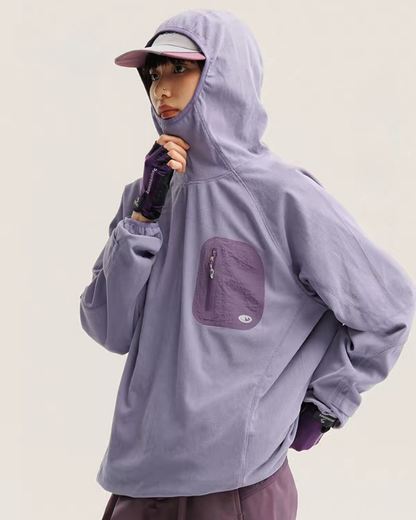 Outdoor Sports Unisex Lightweight Rice Grain Fleece Hoodie